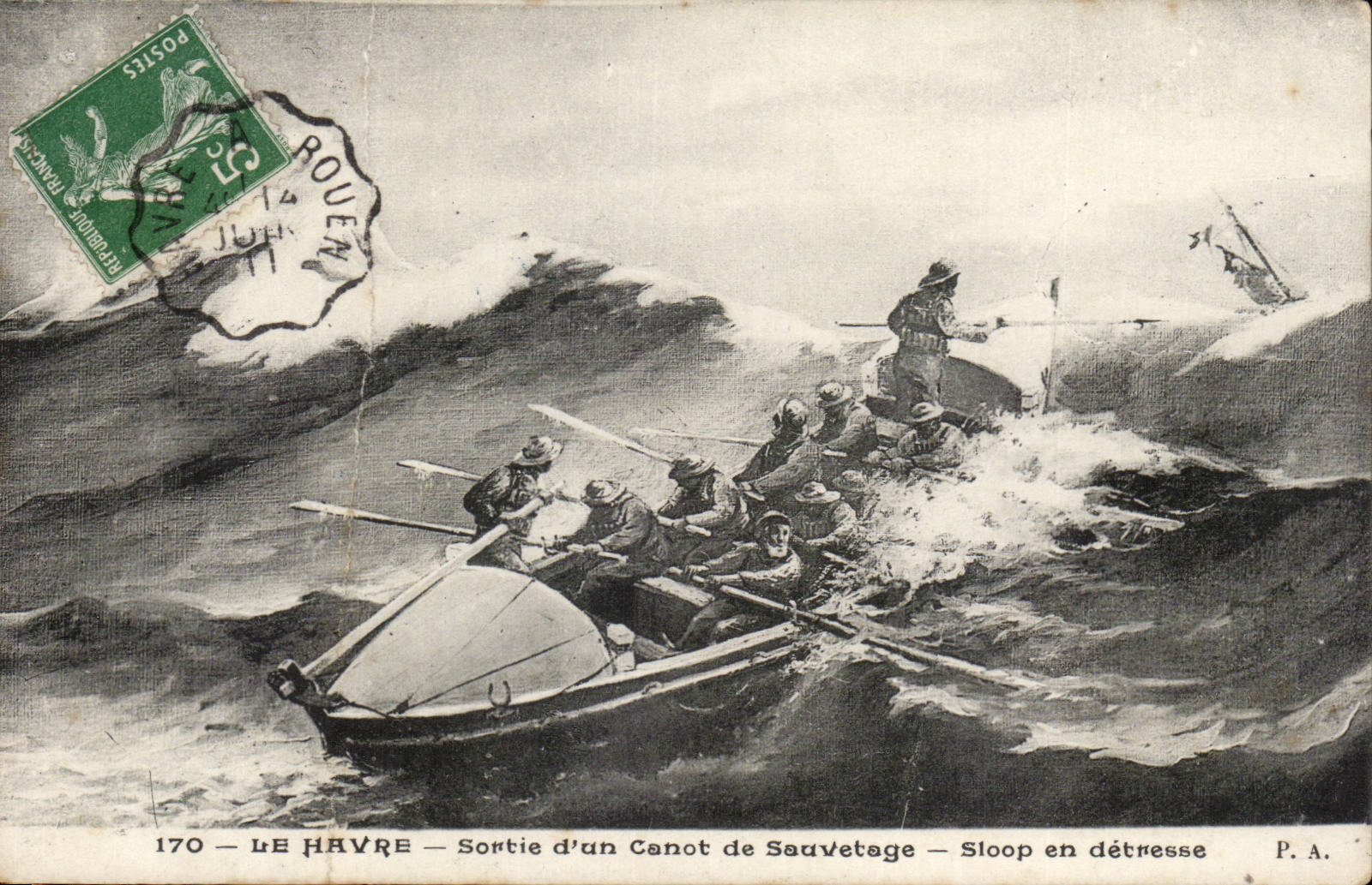 CPA Le Havre dejo un bote salvavidas Sloop en senal de socorro