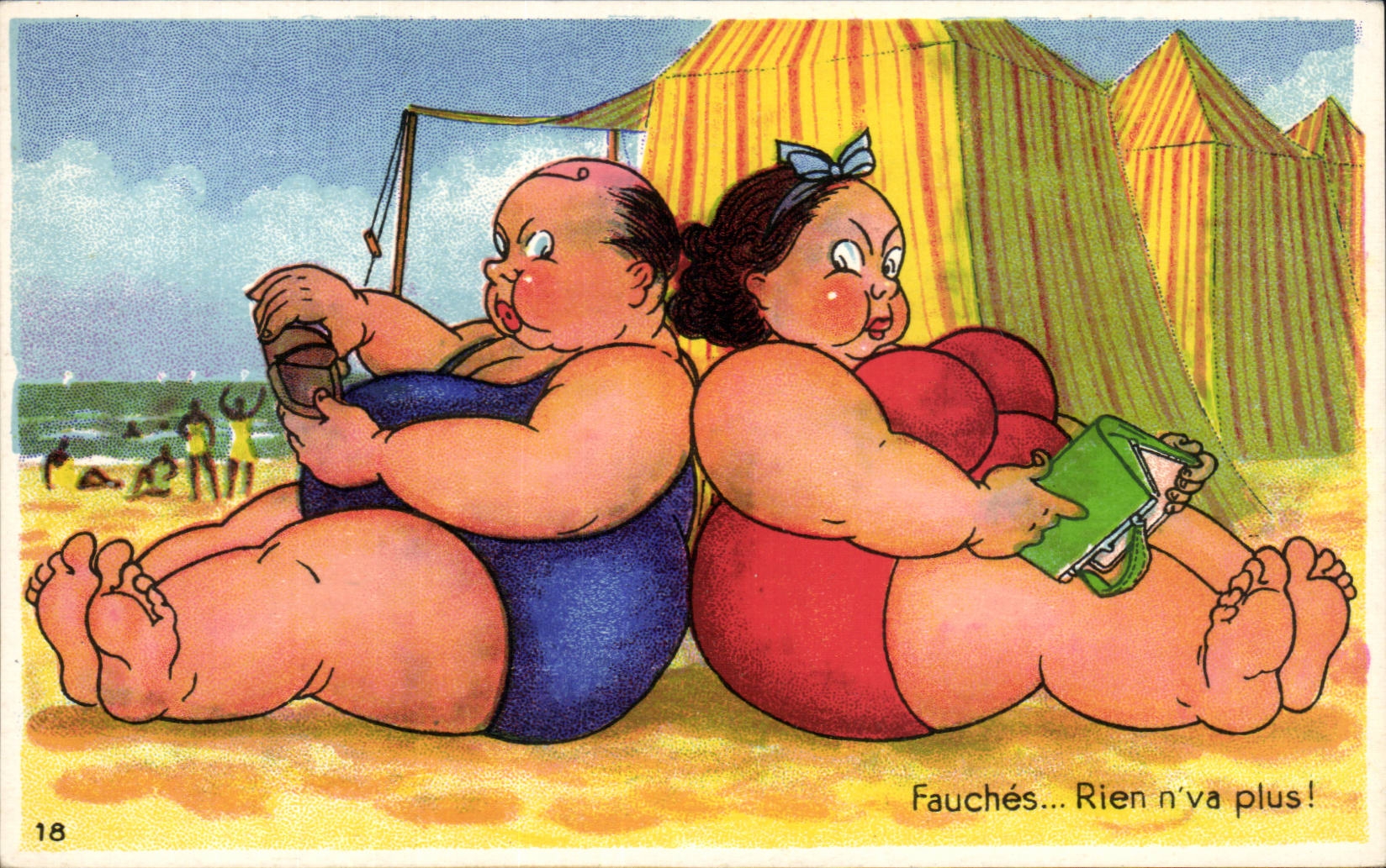 CPA Fantaisie Humour Femme Fauches Rien n'y va plus 