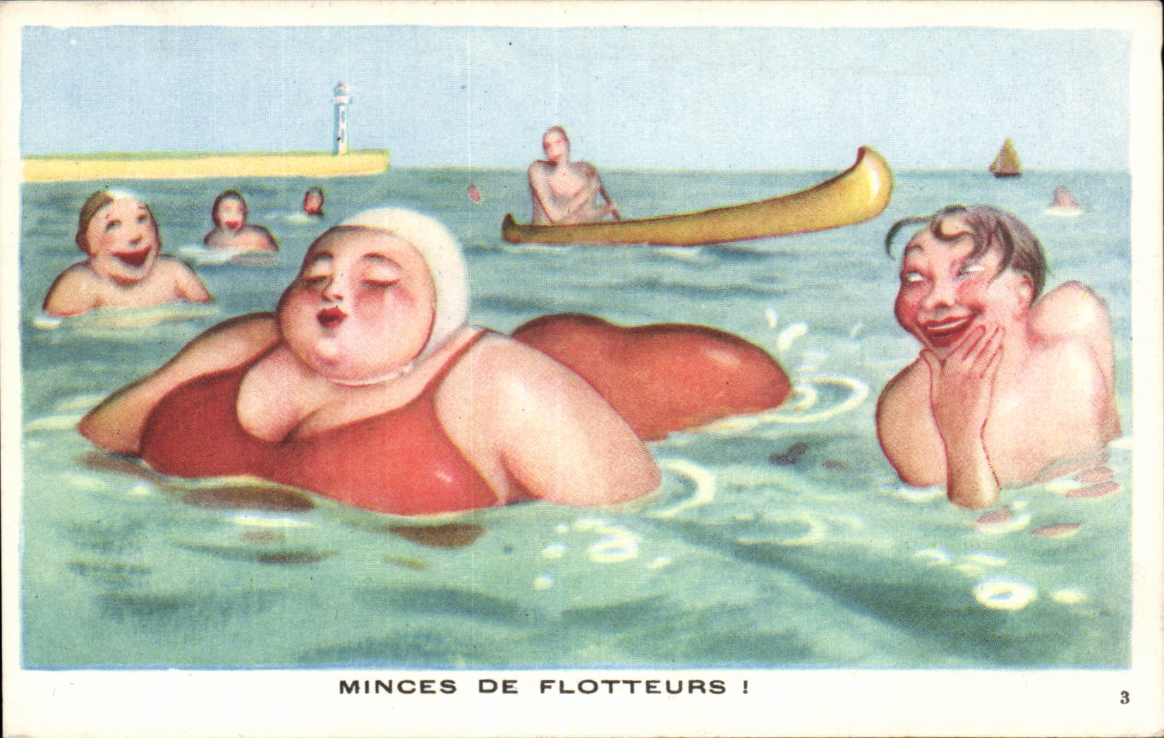 CPA Fantaisie Humour Femme forte Minces de flotteurs
