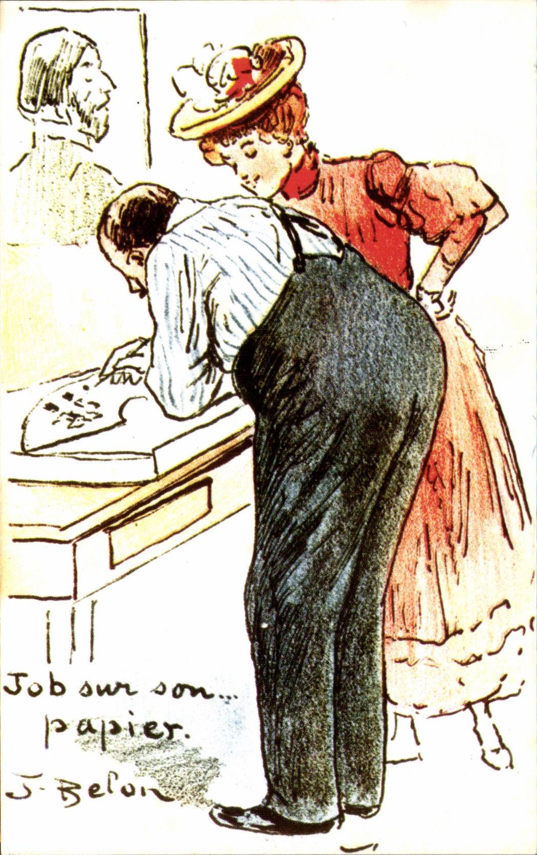 CPSM Fantaisie Job sur son papier Belon 