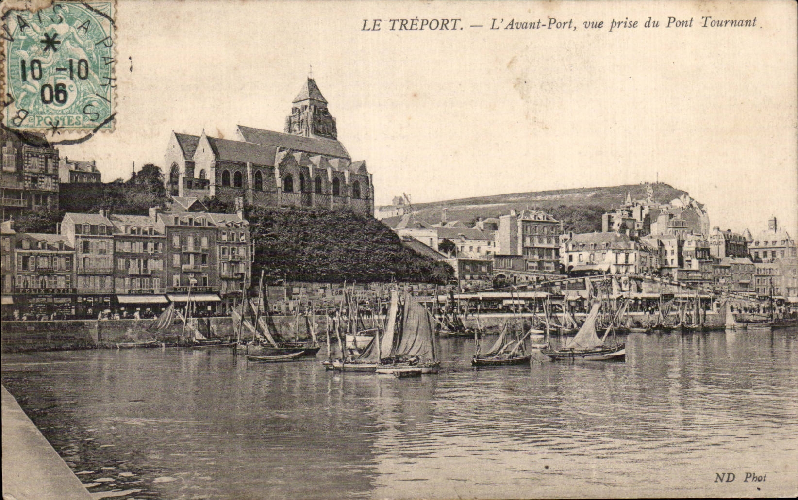 CPA Treport antes del puerto visto del puente rotatorio