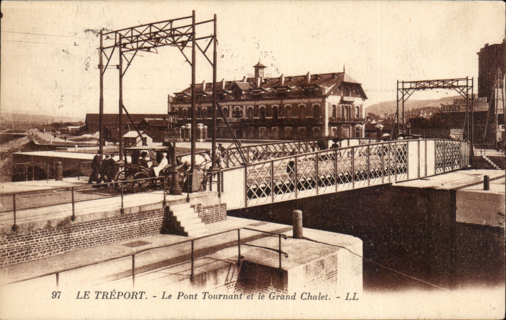 Puente rotatorio de CPA Treport Le y la cabana grande del pais