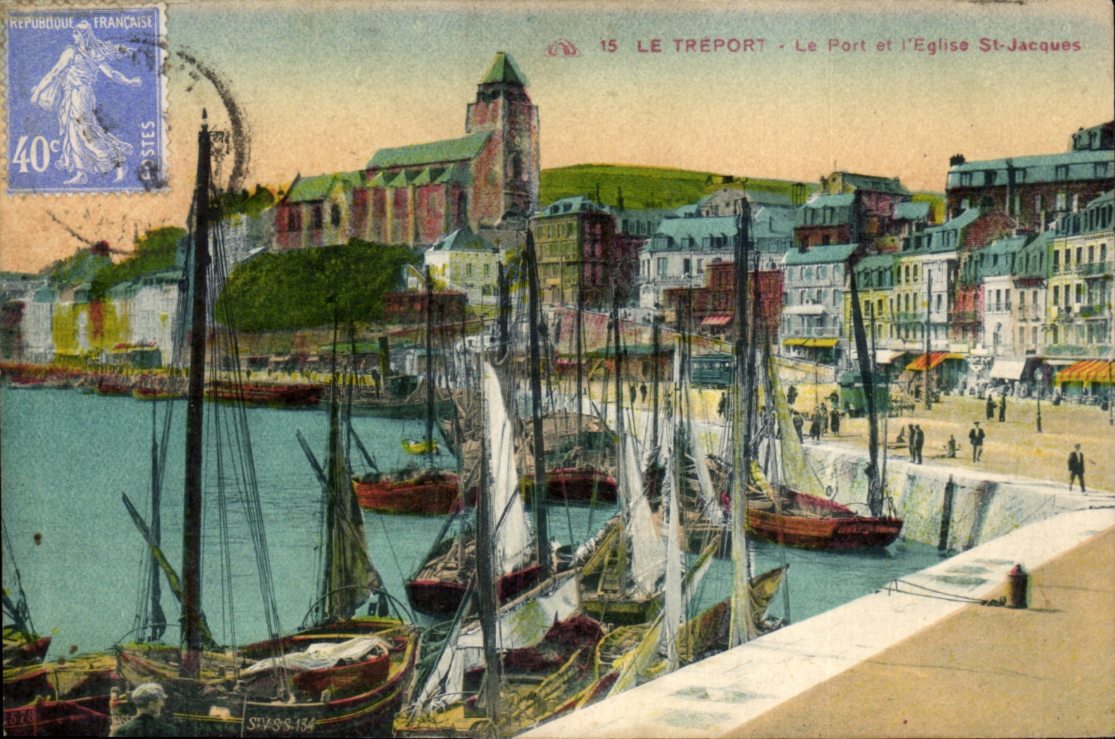 CPA Treport Le port y el St Jacques de la iglesia