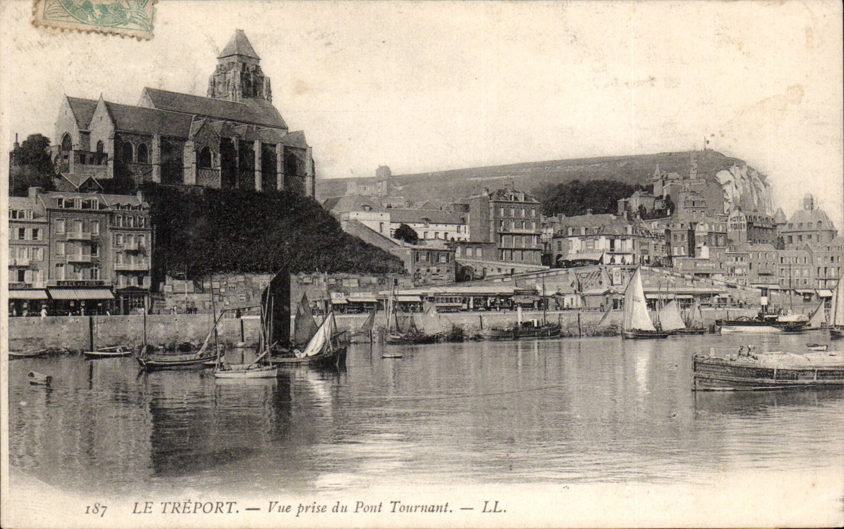 CPA Treport visto del puente rotatorio