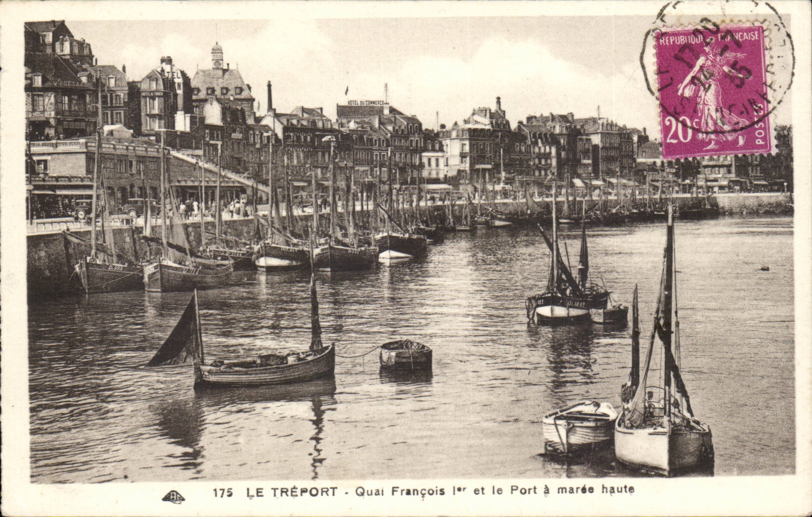 CPA Treport François Quay 1r y el puerto tiene alta marea