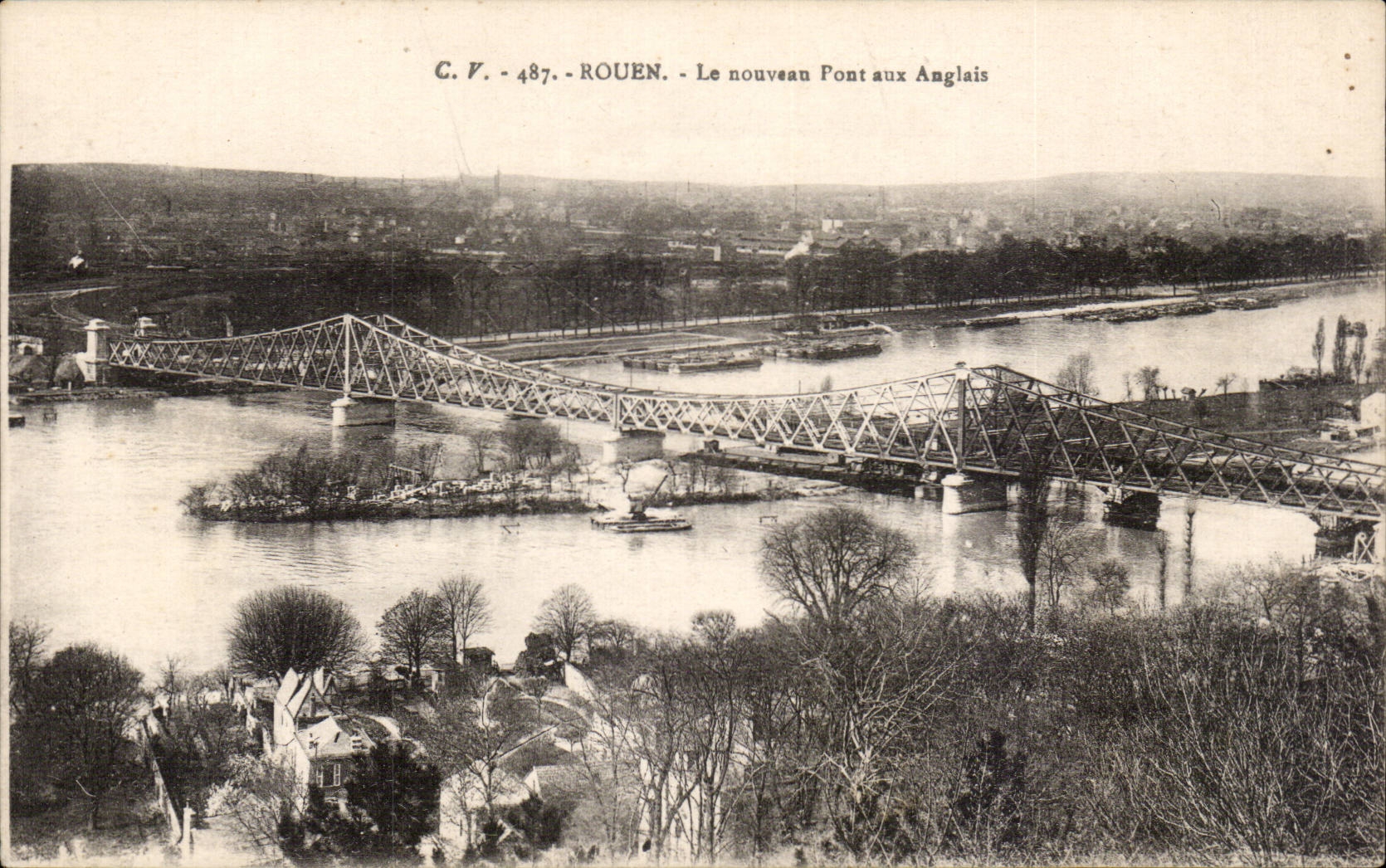 CPA Rouen Le new bridge with English