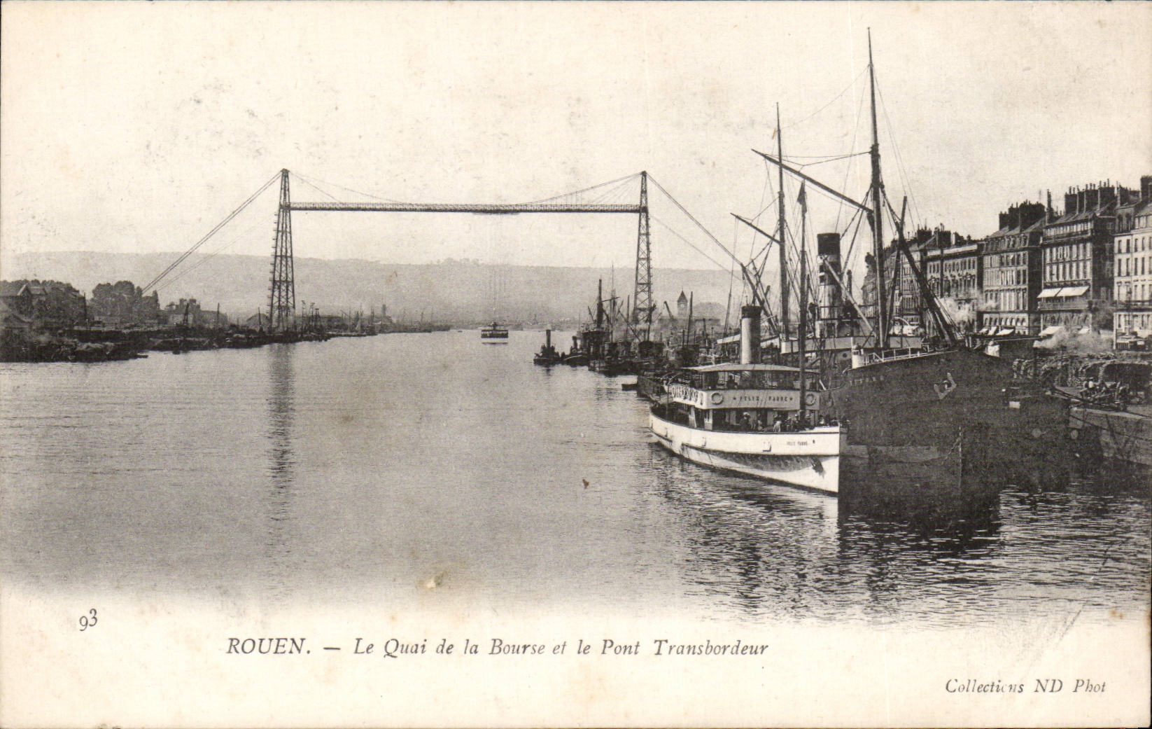 CPA Rouen Le quay of the Stock Exchange and the transporter bridge