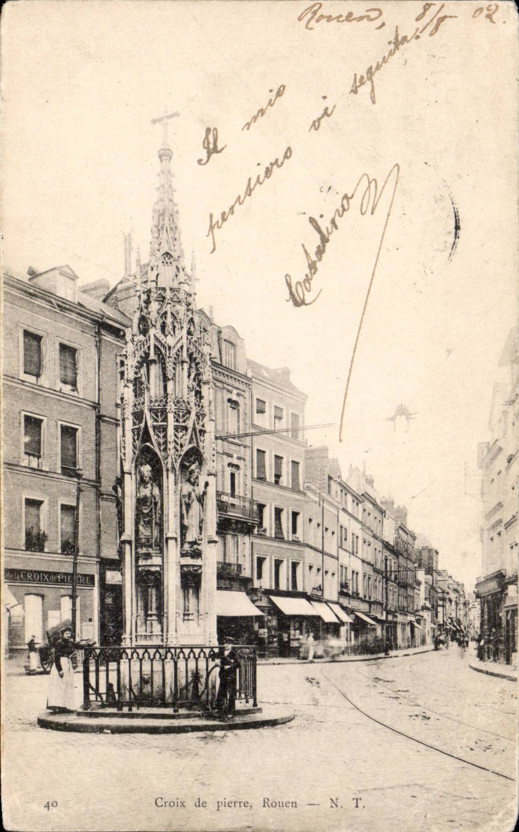 CPA Rouen Cross of stone