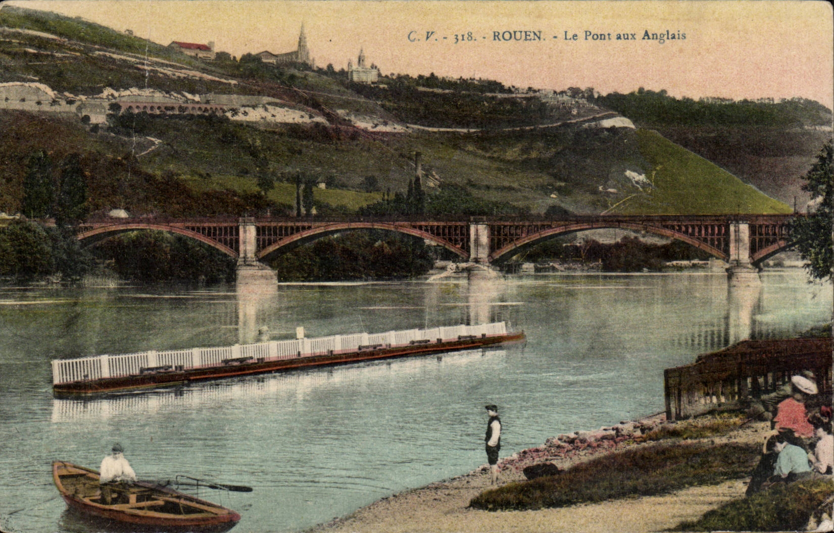 CPA Rouen Le bridge with English