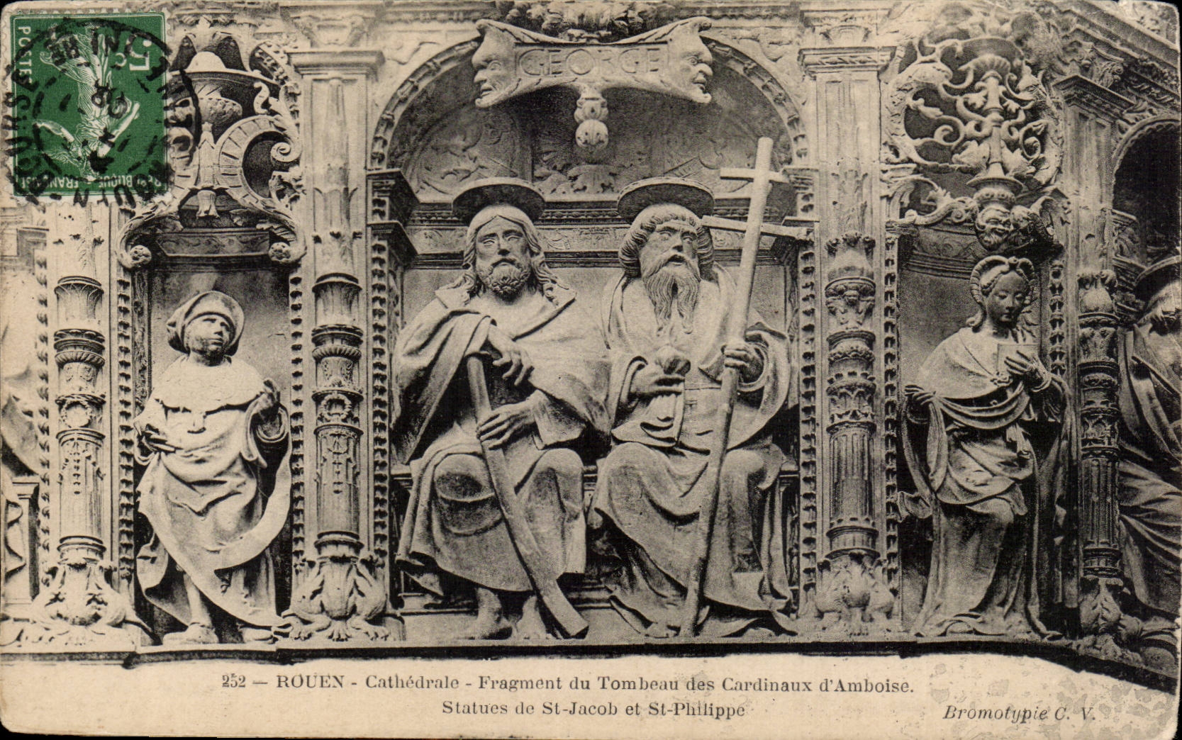 CPA Rouen Cathedral Fragment of the tomb of the cardinals of Amboise Statues of St Jacob and St Philippe