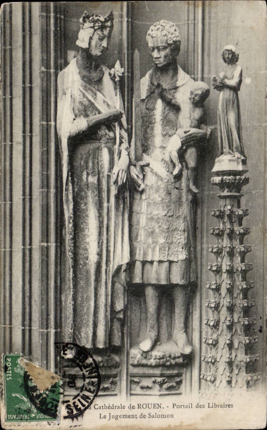 CPA Rouen Cathedral Gate of the booksellers the judgment of Solomon