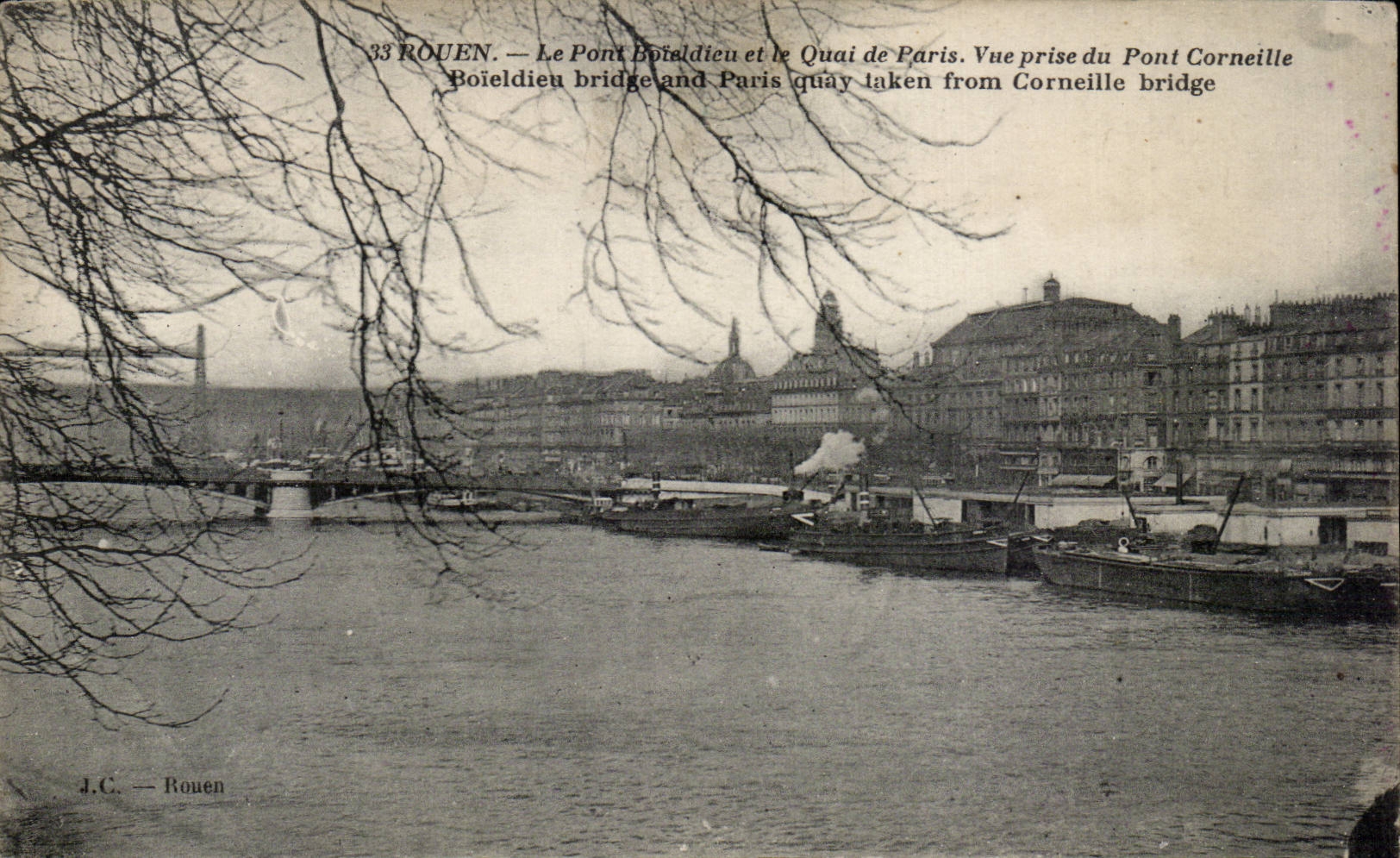 CPA Rouen Le bridge Boieldieu and the quay of Paris Seen from of the bridge Crow