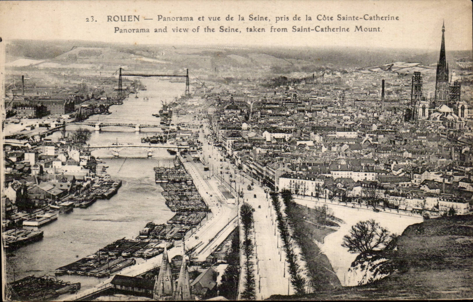 CPA Rouen Panorama and sight on the Seine taken of the Dimension Sainte Catherine