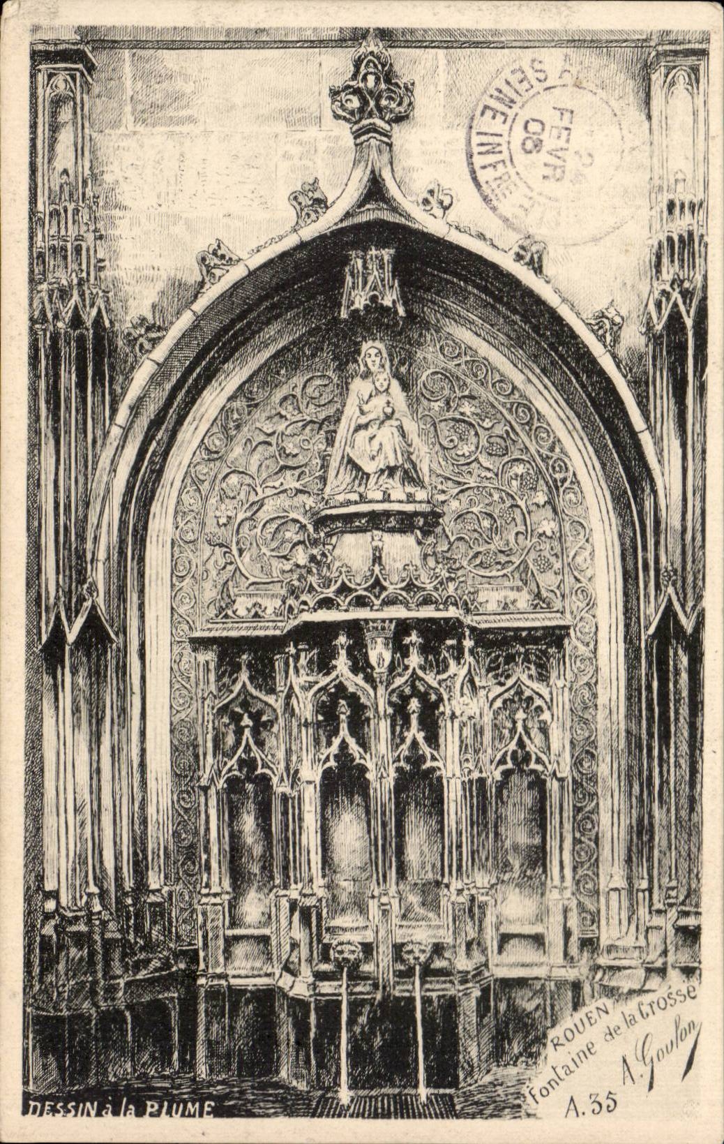 CPA Rouen Fountain of the Stick