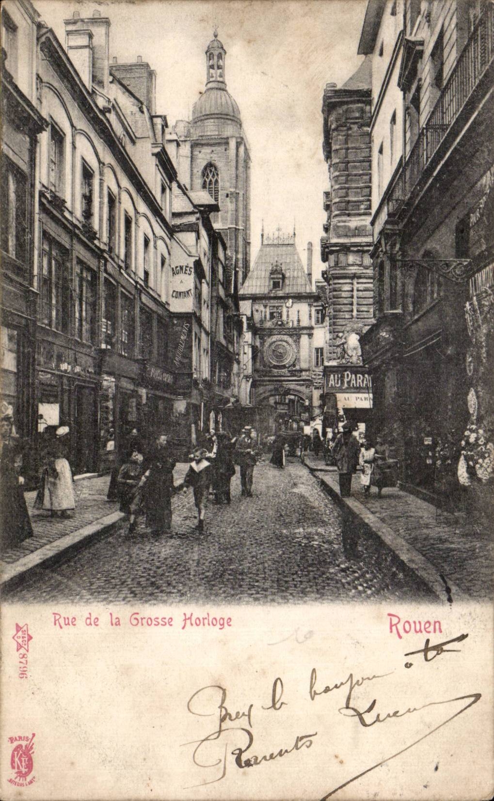 CPA Rouen Street of the large clock