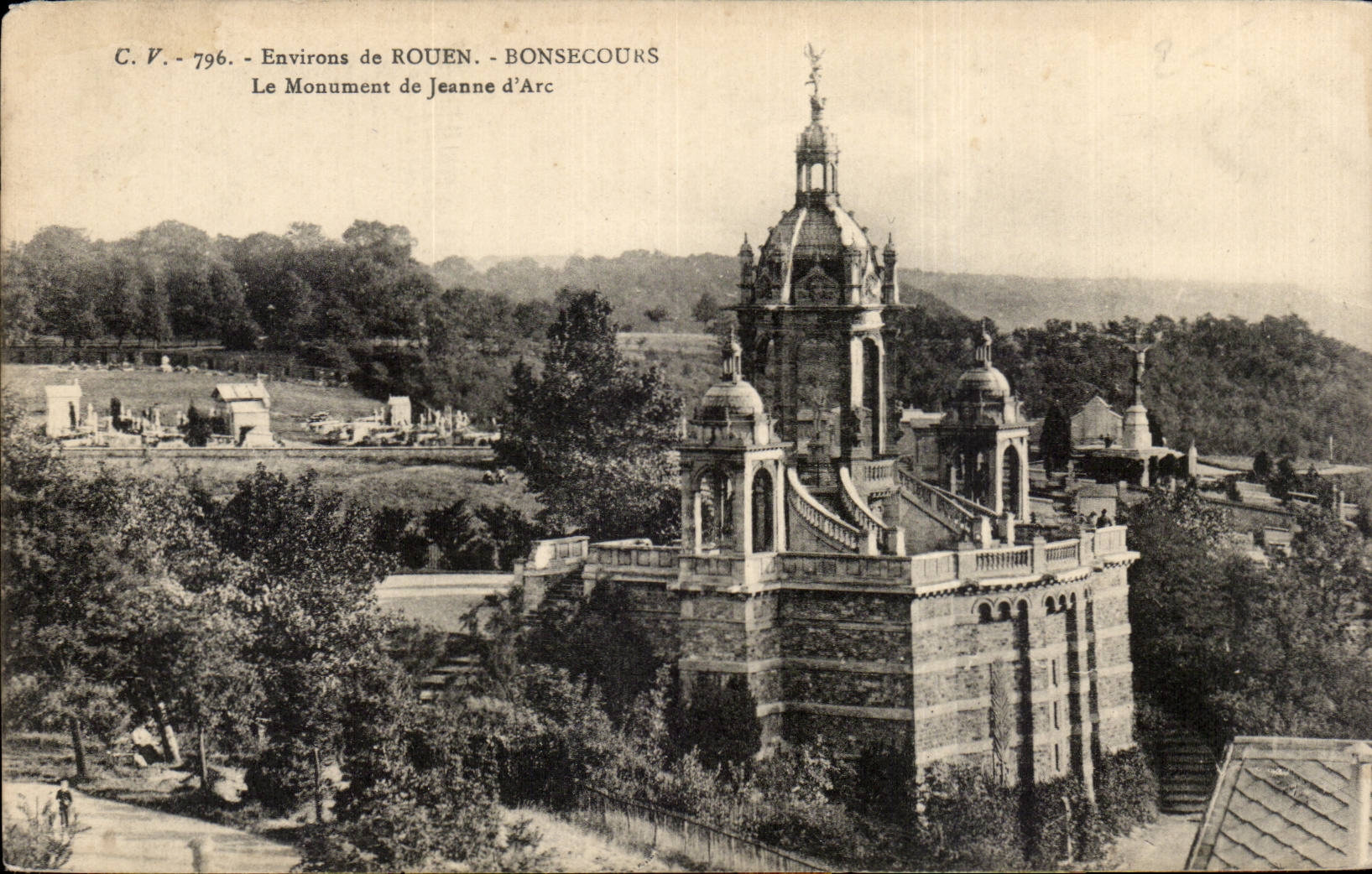 CPA Surroundings of Rouen Bonsecours Le monument of Jeanne of arc