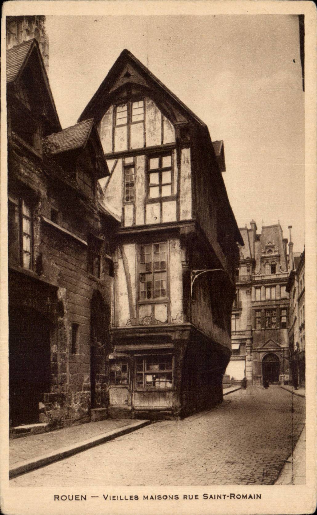 CPA Rouen Old women houses street Saint Romain