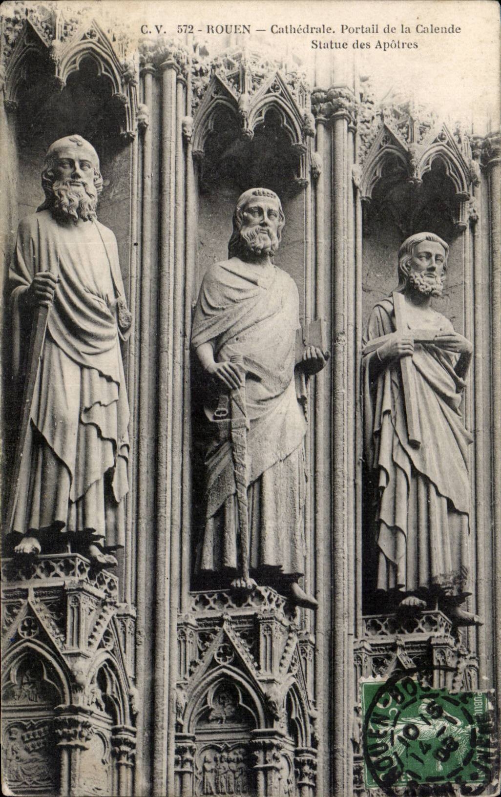 CPA Rouen Cathedral Gate of the Calend Statue of the apostles