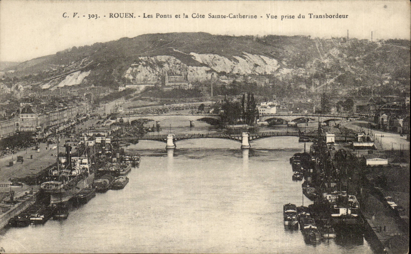 CPA Rouen bridges and the Dimension Sainte Catherine Seen from of the transporter