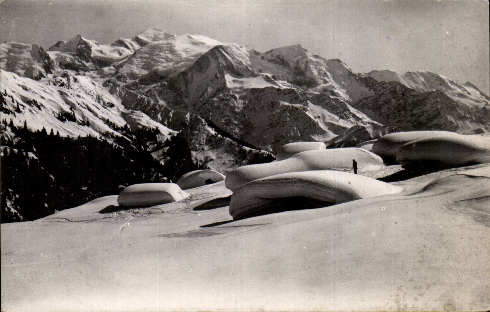 CPSM Collar of Aravis Winter sports Country cottages under snow and Mont Blanc