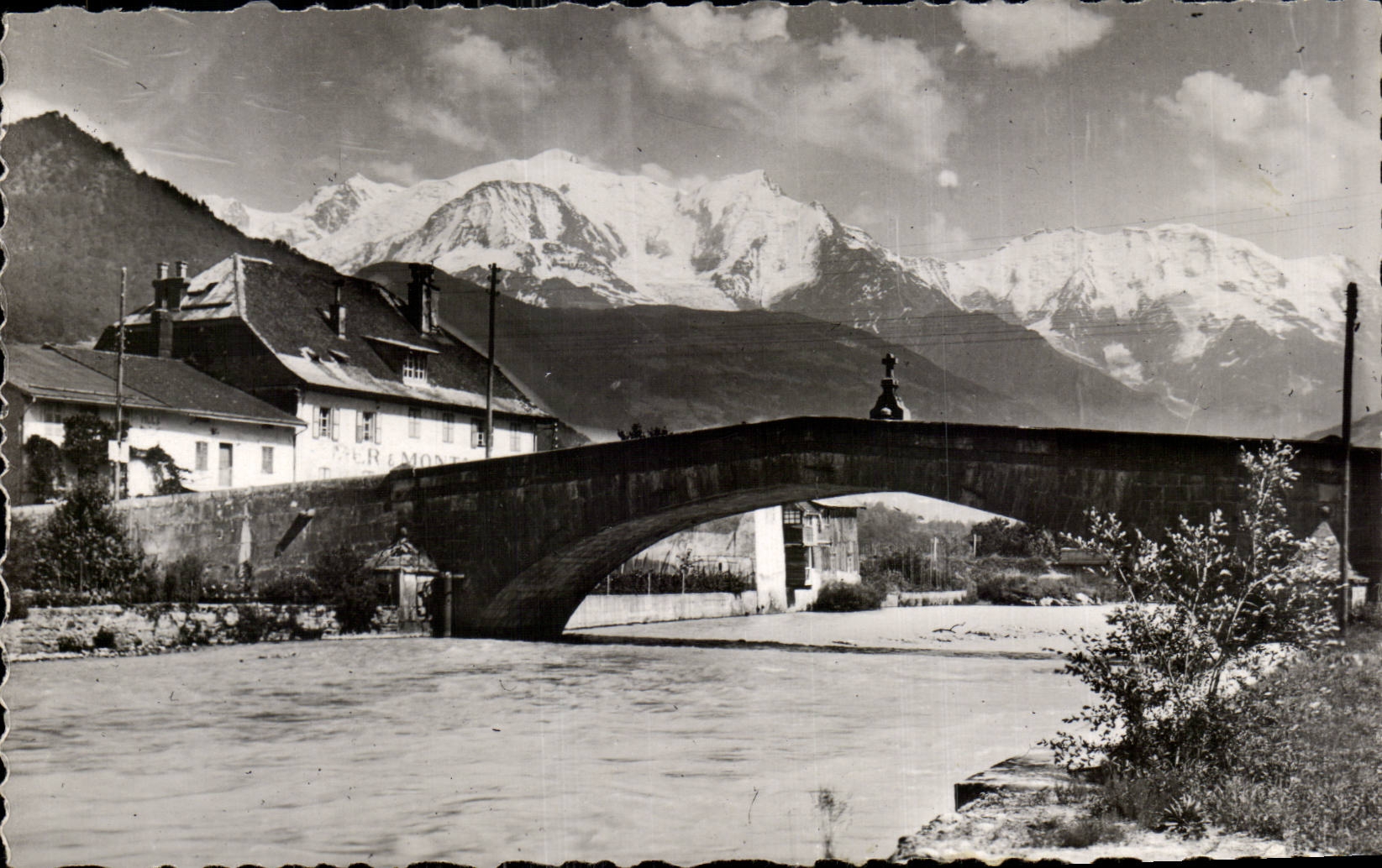 CPSM Environs de Sallanches Le pont de Saint MArtin sur Arve et le Mont Blanc