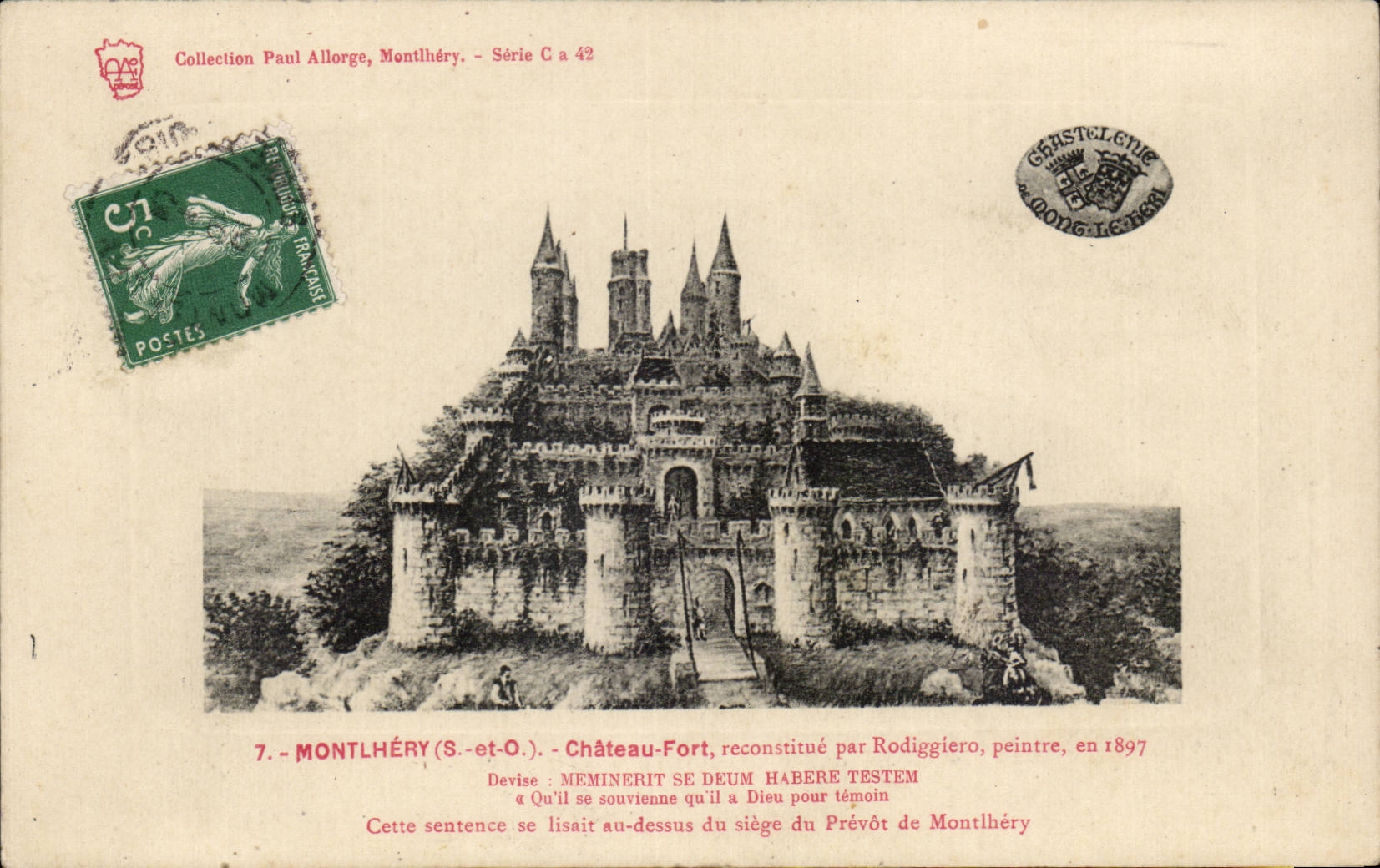 CPA Montlhery Chaetau strong reconstitutes by Rodiggiero painter in 1897