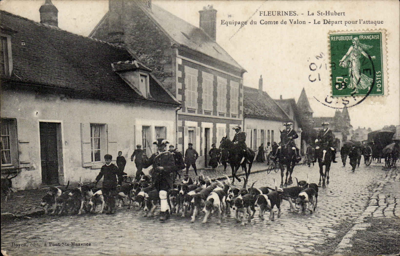 CPA Fleurines St Hubert Equipage of the Count of Valon Le departure for the attack Drives out Hunting