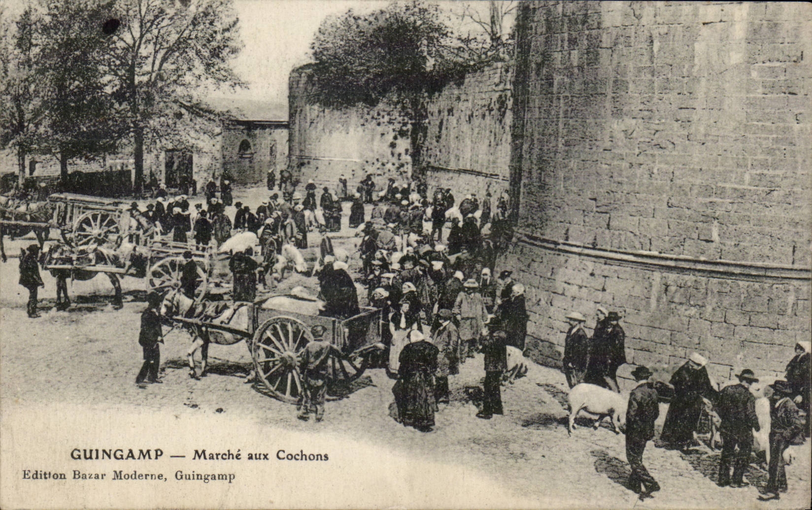 CPA Guingamp Market with the pigs Pigs TOP