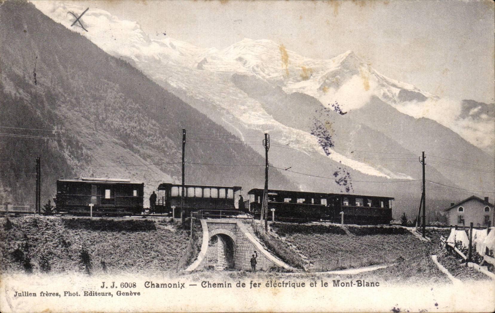 CPA Chamonix Chemin de fer electrique et le Mont Blanc 