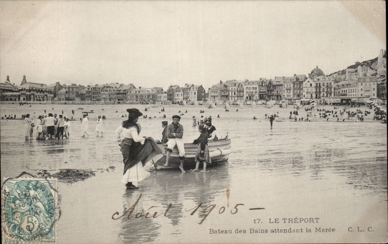 Treport - barco de los banos que aguardan la marea - CPA