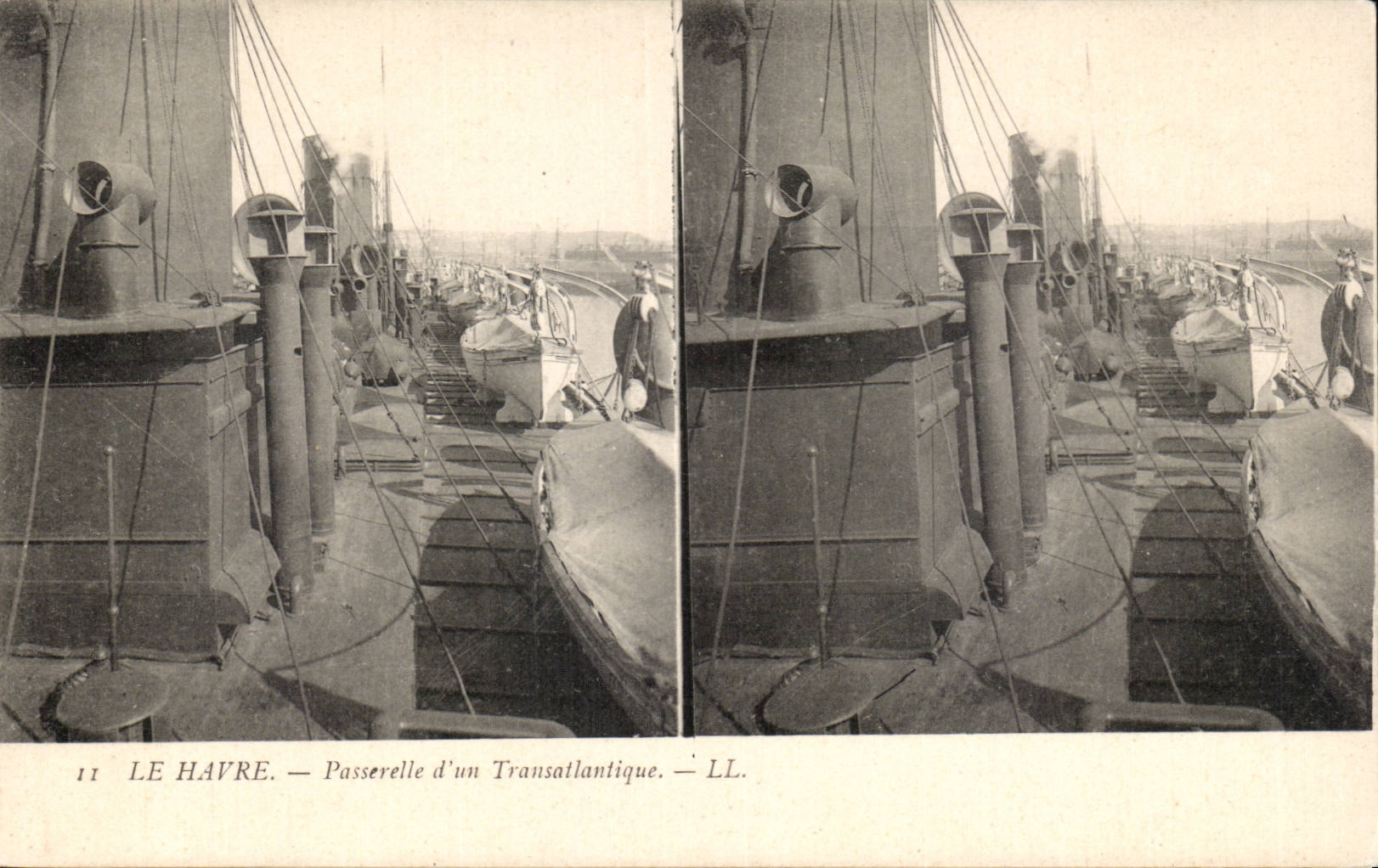 Le Havre - pasarela de una silla de cubierta - carta estereoscopica - CPA