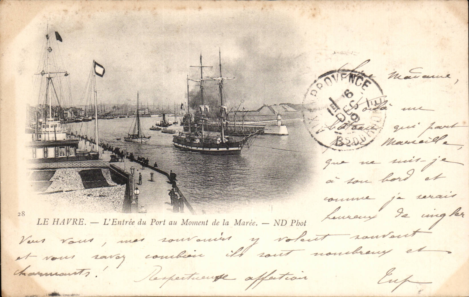 Le Havre - entrada del puerto al monumento de la marea - CPA