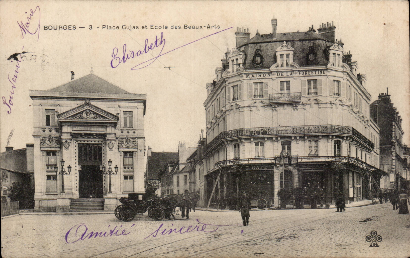 Bourges - colocar Cujas y Ecole de artes hermosos - CPA