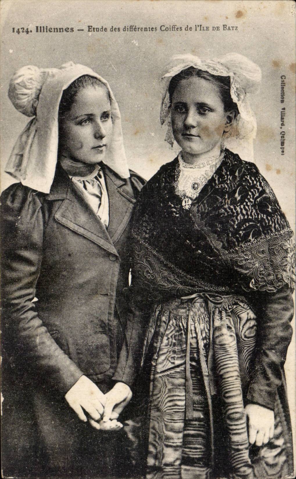 Folklore - Costumes - Studies of the various Caps of the Island of Batz - CPA