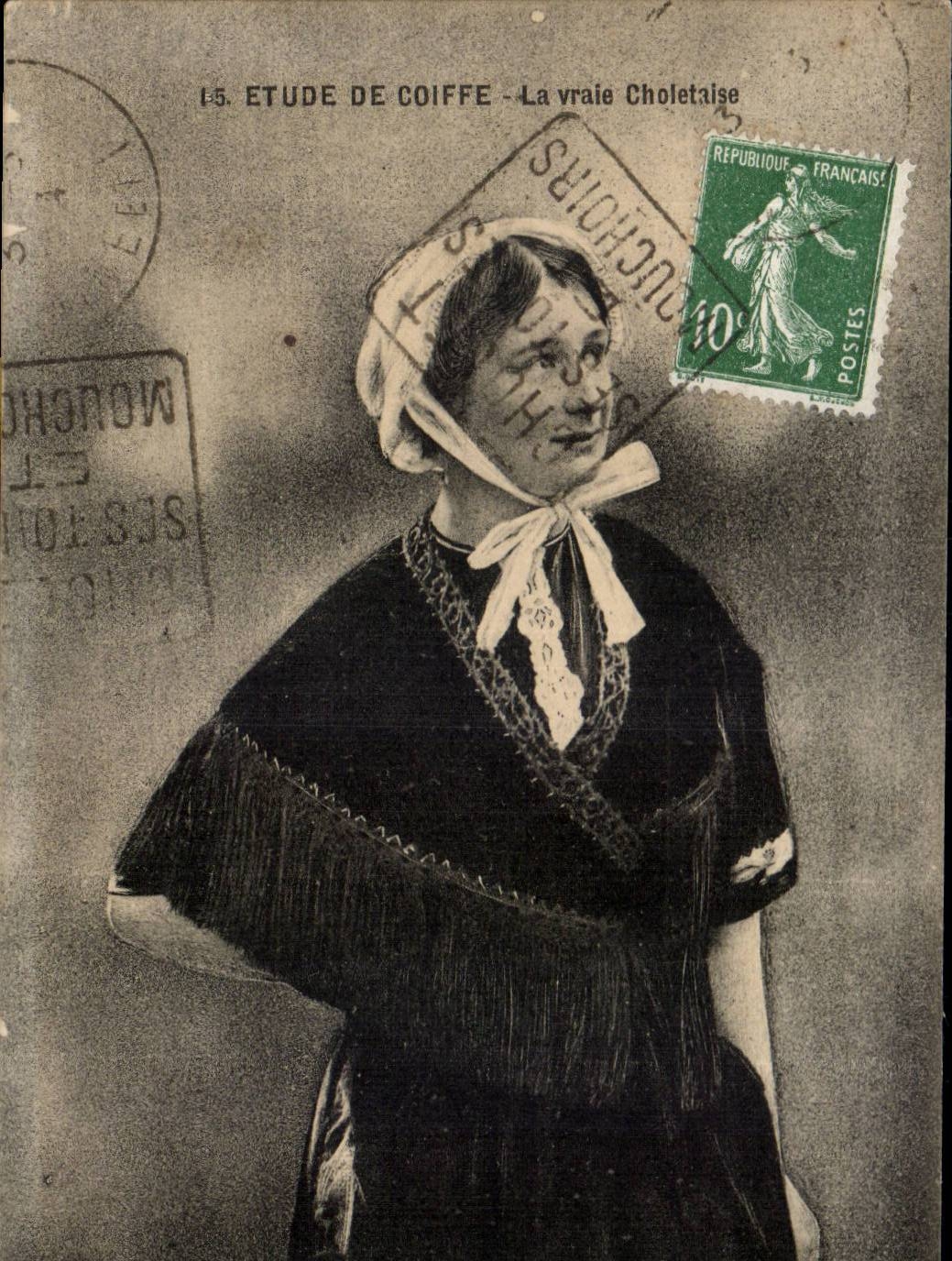 Folklore - Costumes - Details of Cap - True Choletaise - CPA