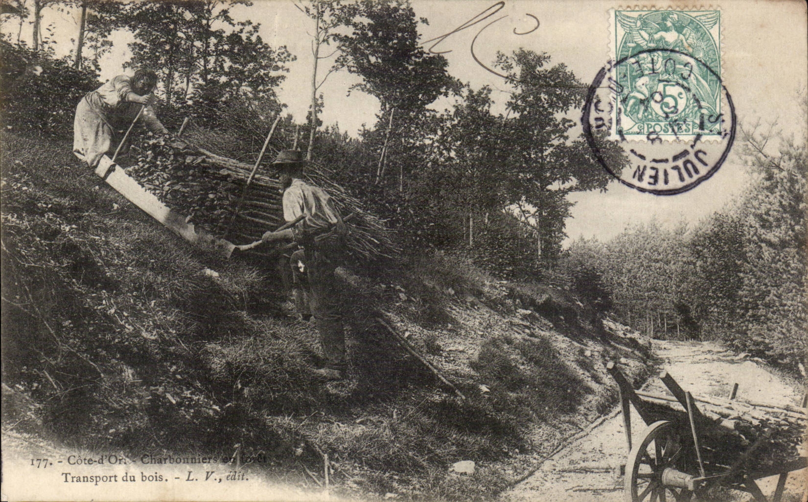 CPA Dimensions of gold Coalmen out of Transport drill of wood Luge TOP