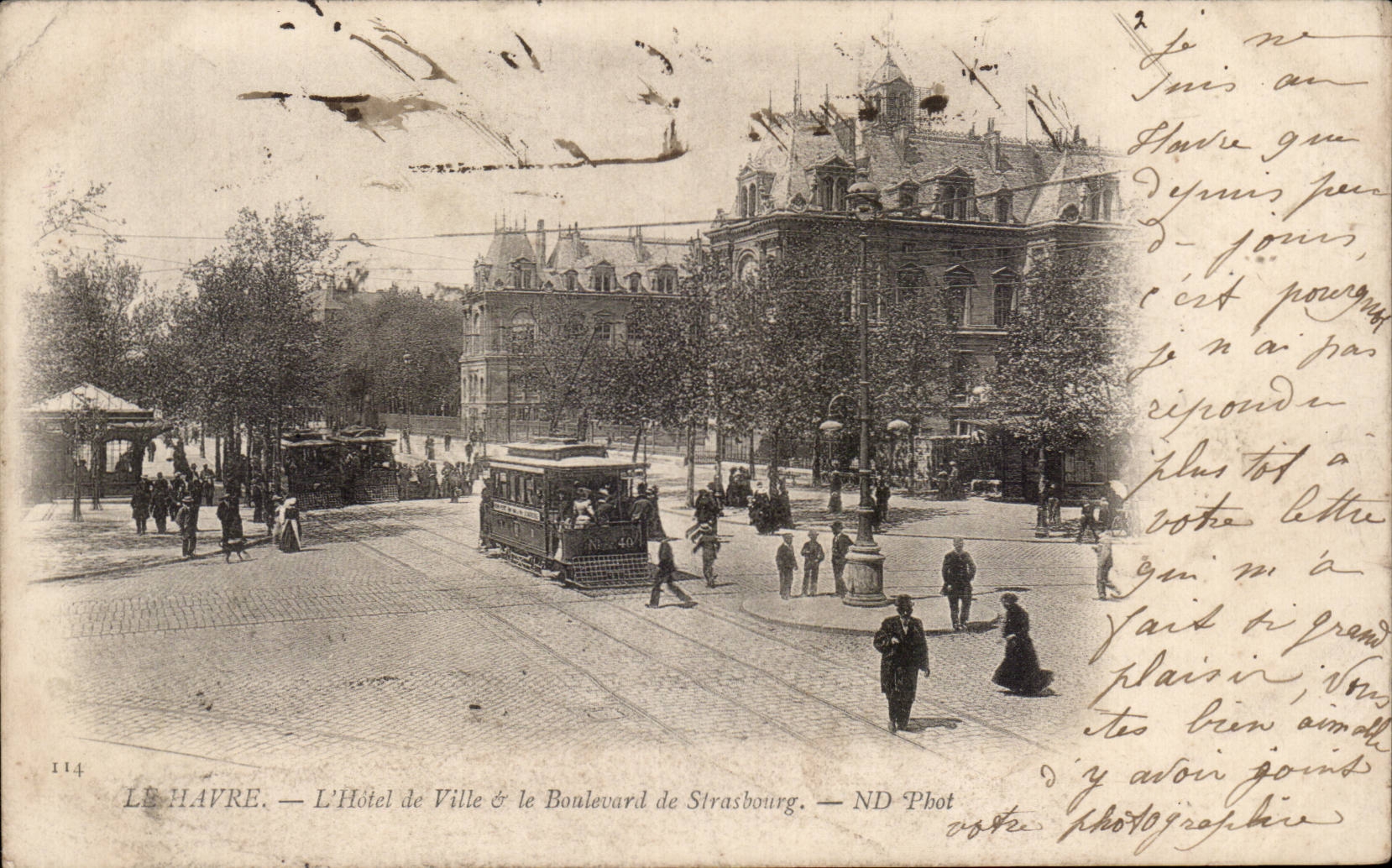 CPA Le Havre el ayuntamiento y el bulevar de Estrasburgo