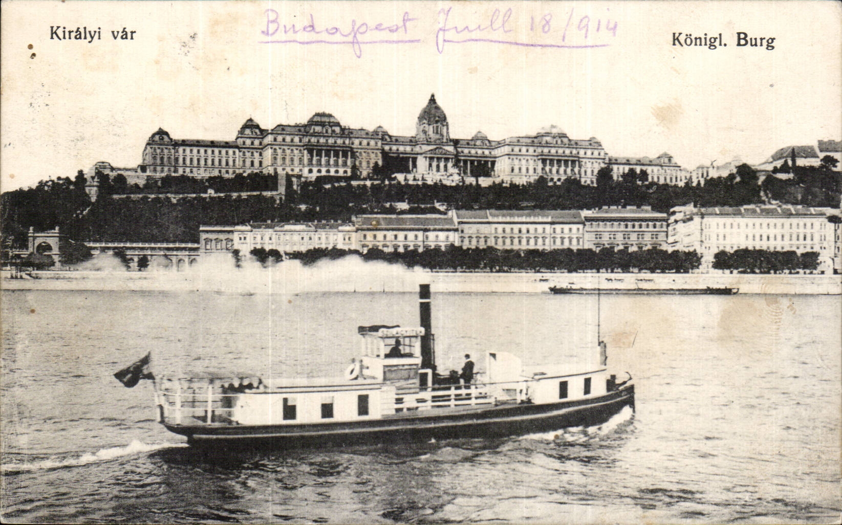 CPA Hungary Hungary Budapest Konigl Burg Kiralyi VAr Boat
