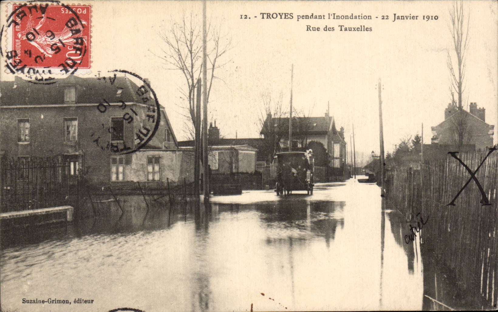 CPA Troyes during the flood January 22nd  1910 Street of Tauxelles