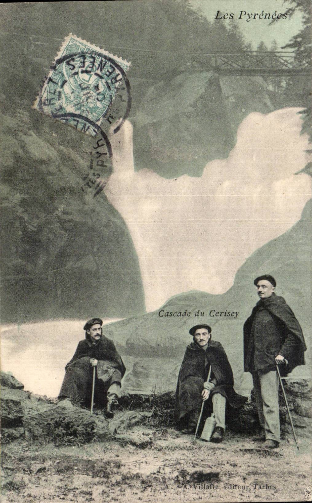 CPA the Pyrenees Cascades of Cerisey Costule Folklore