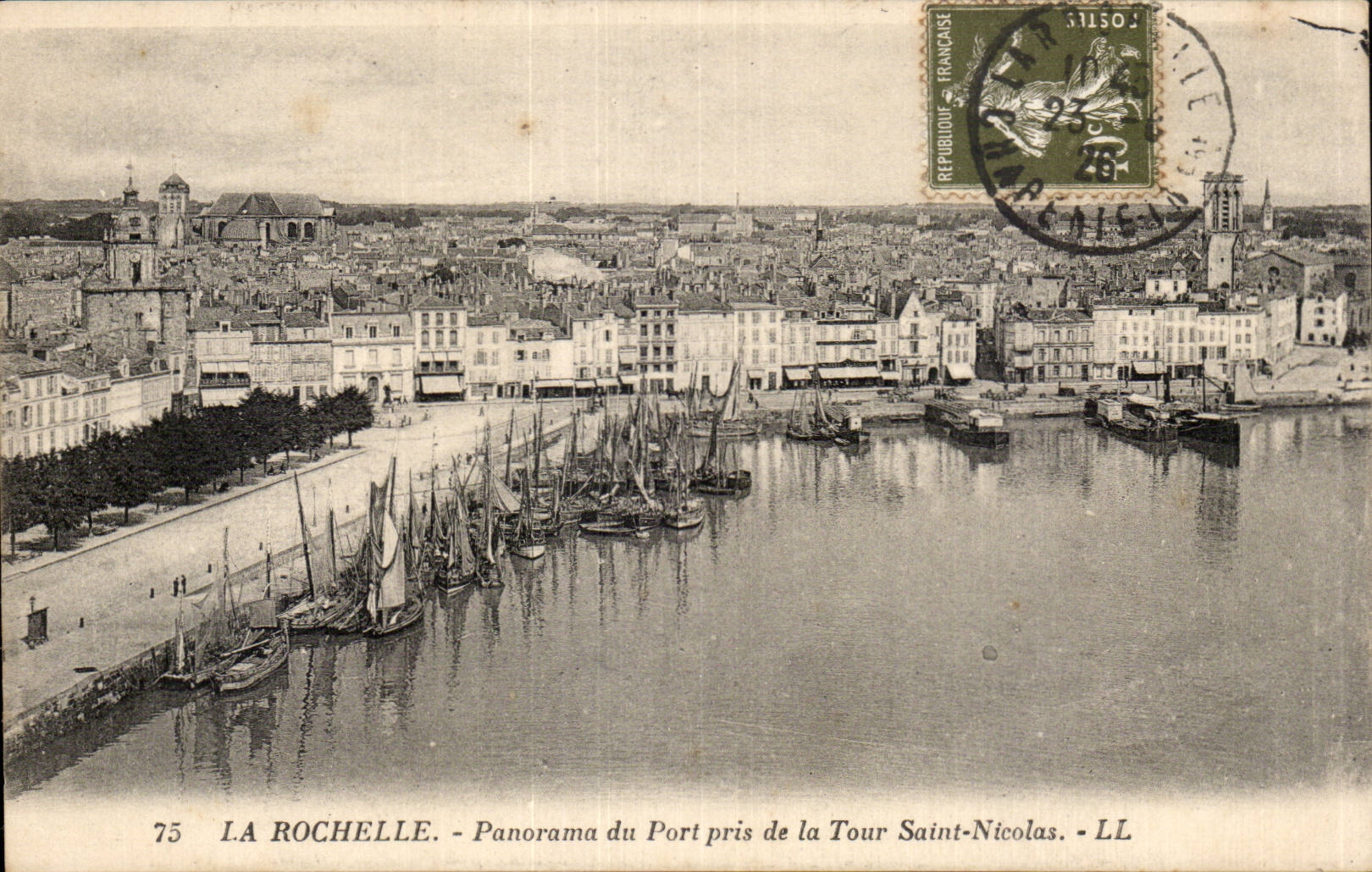 Panorama de CPA La Rochelle del puerto tomado del Saint Nicolas de la torre