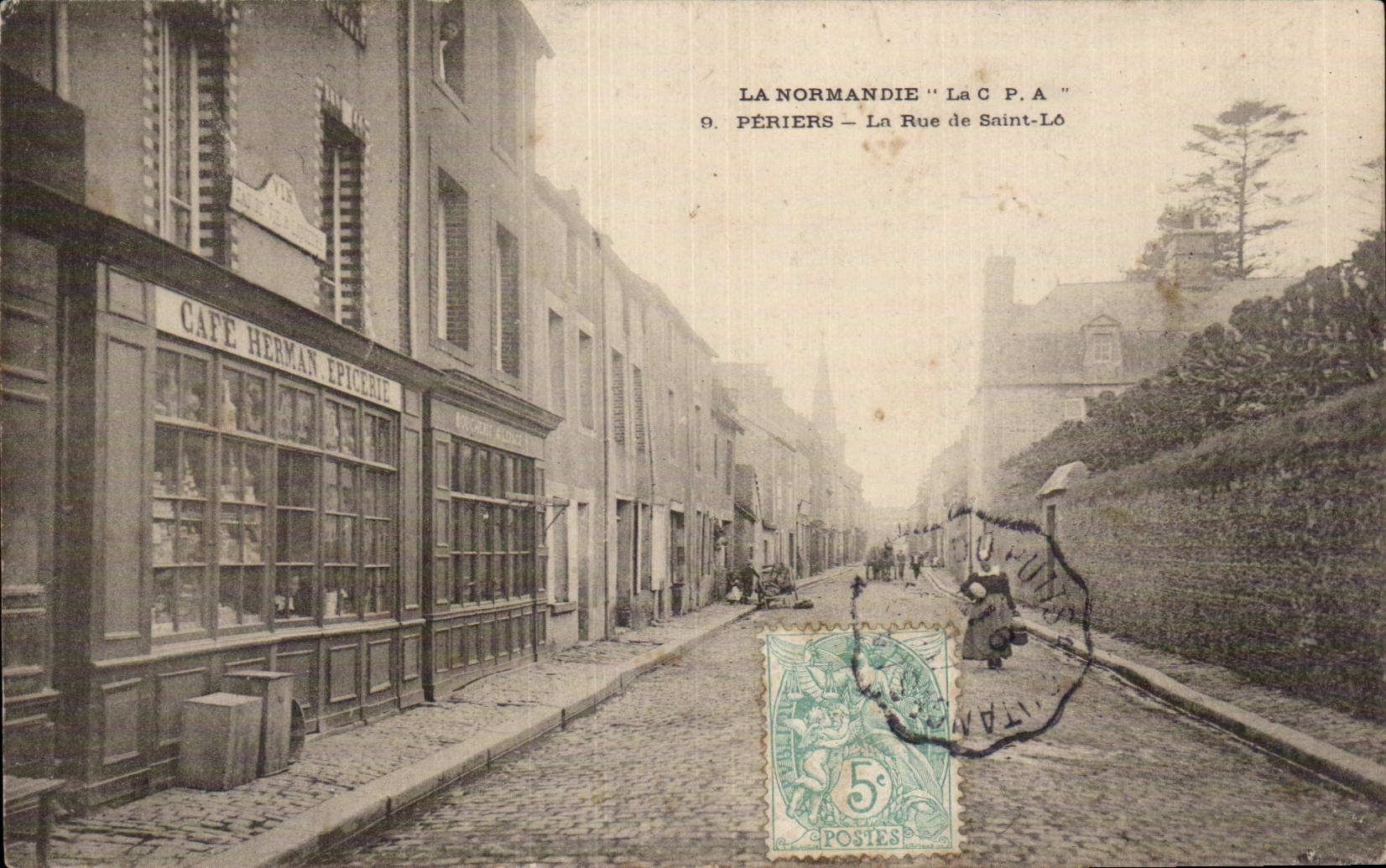 CPA Periers La rue de Saint Lo