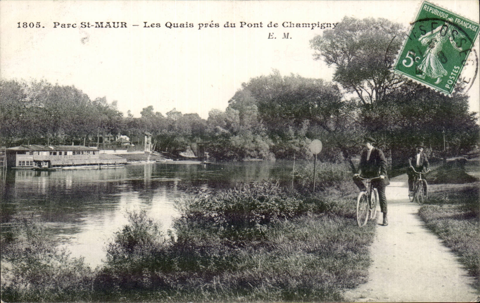 CPA Park St Maur quays close to the bridge of Champigny