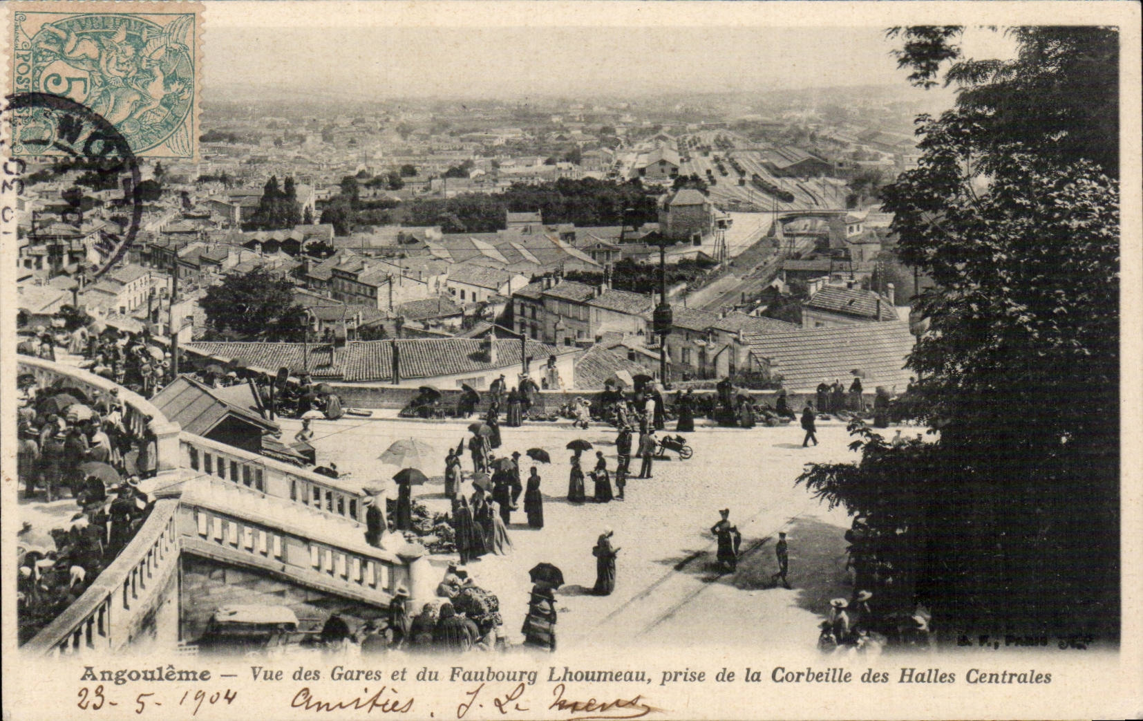 CPA Angouleme Vue des gares et du faubourg Lhoumeau prise de la corbeille des Halles Centrales