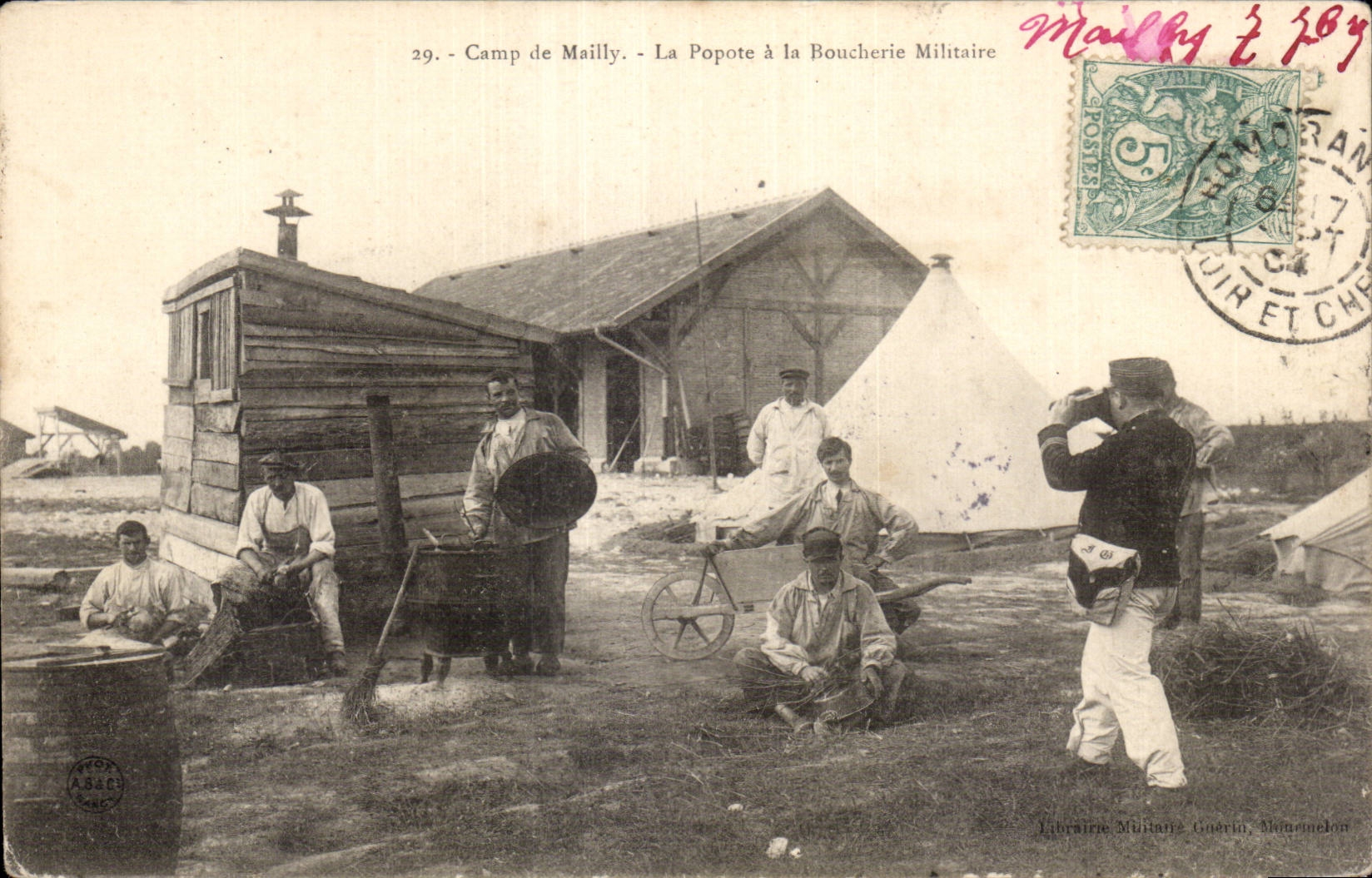 CPA Camp of Mailly cooking to military butchery Militaria