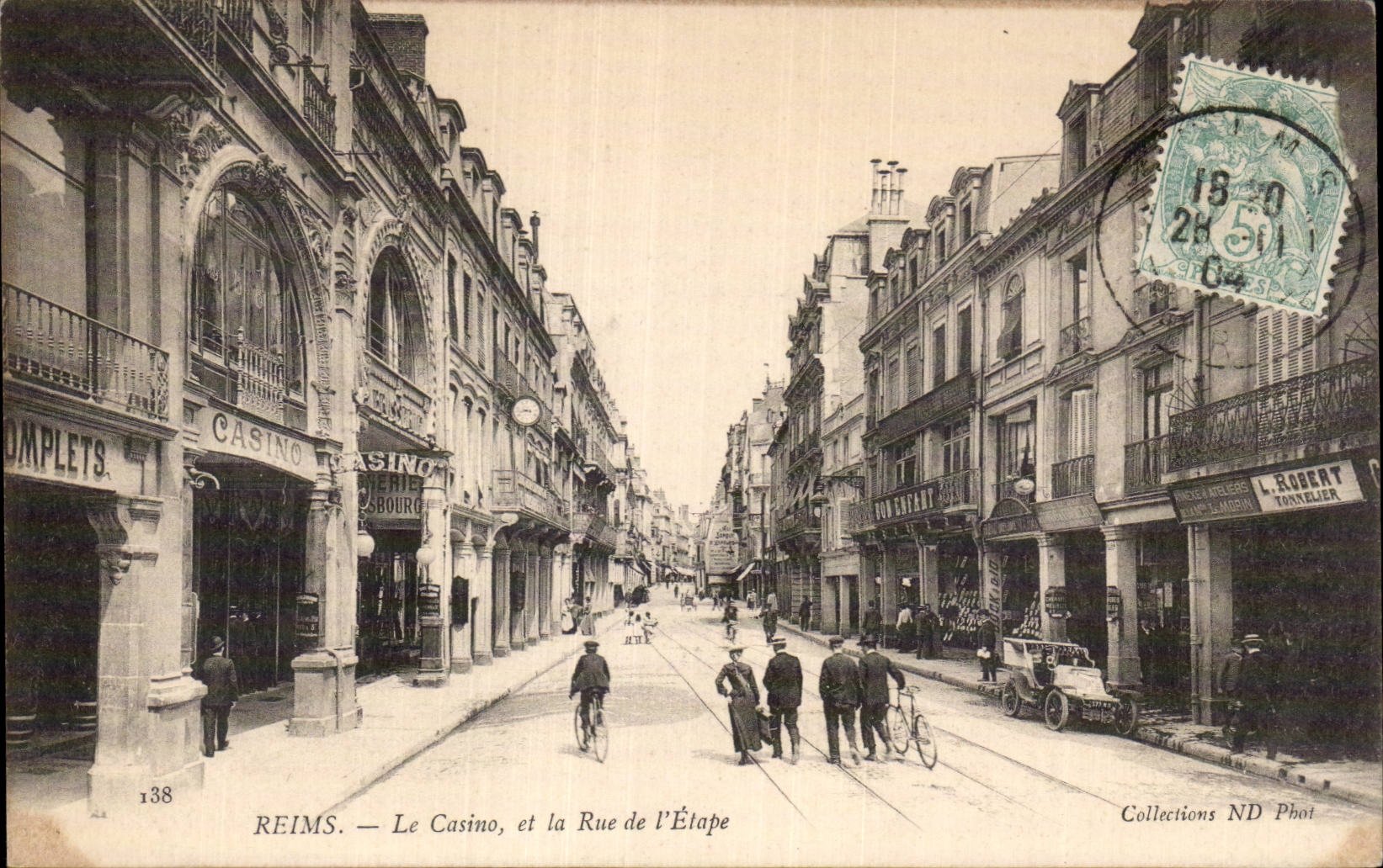 CPA Reims Le casino and the street of the stage Casino