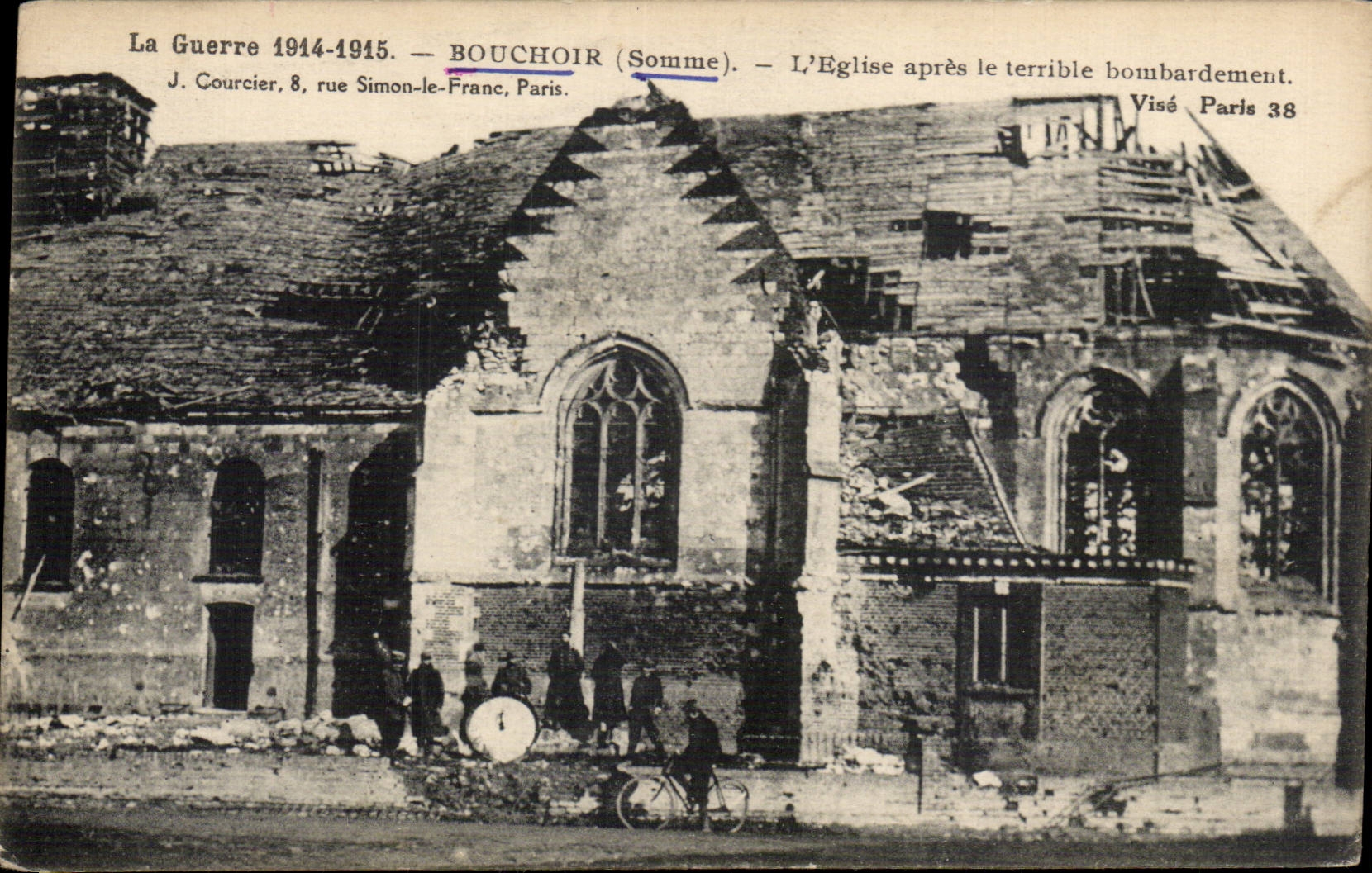 CPA Iron door the church after the terrible bombardment