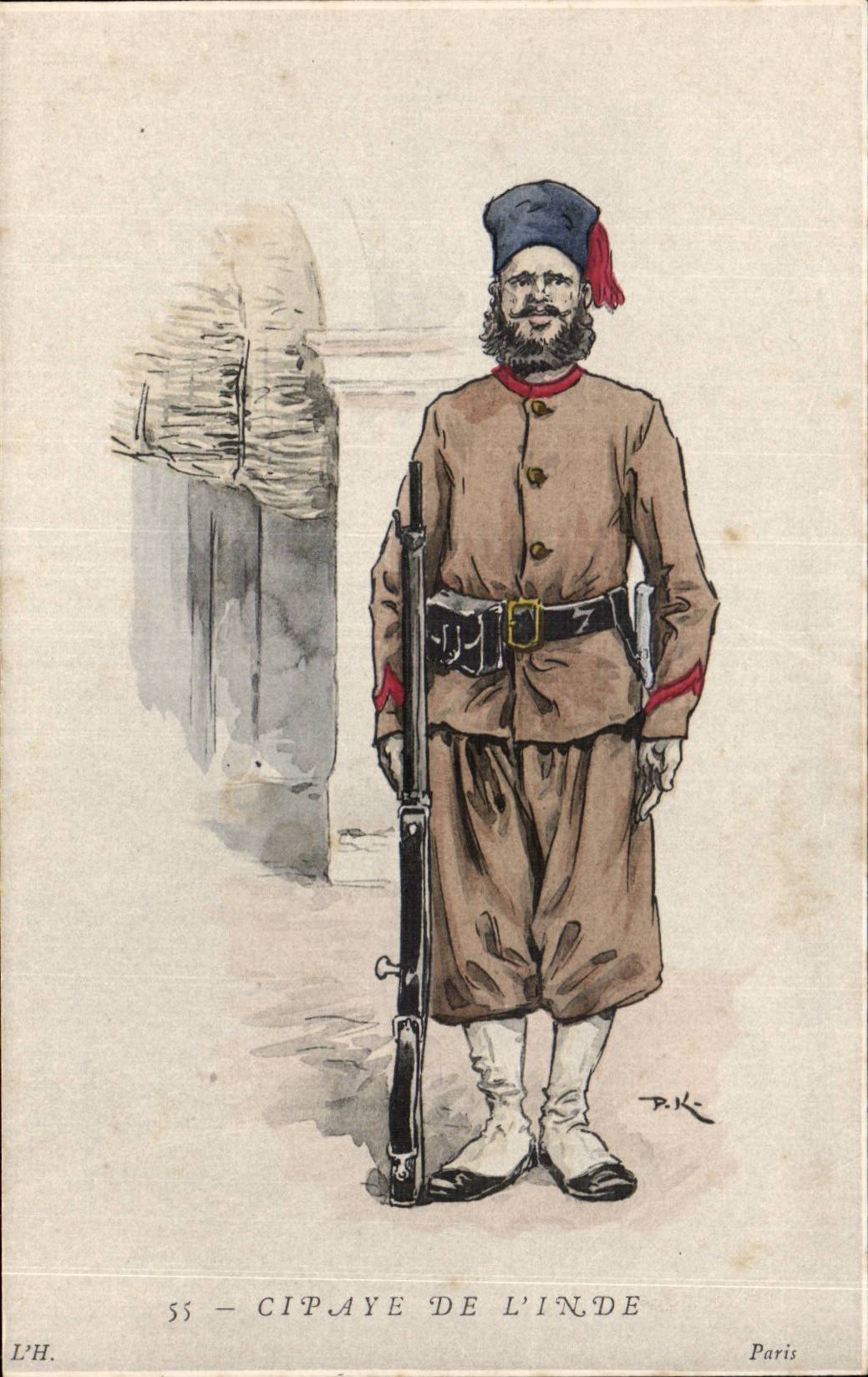 CPA Cipaye del uniforme de la India la India la India Militaria