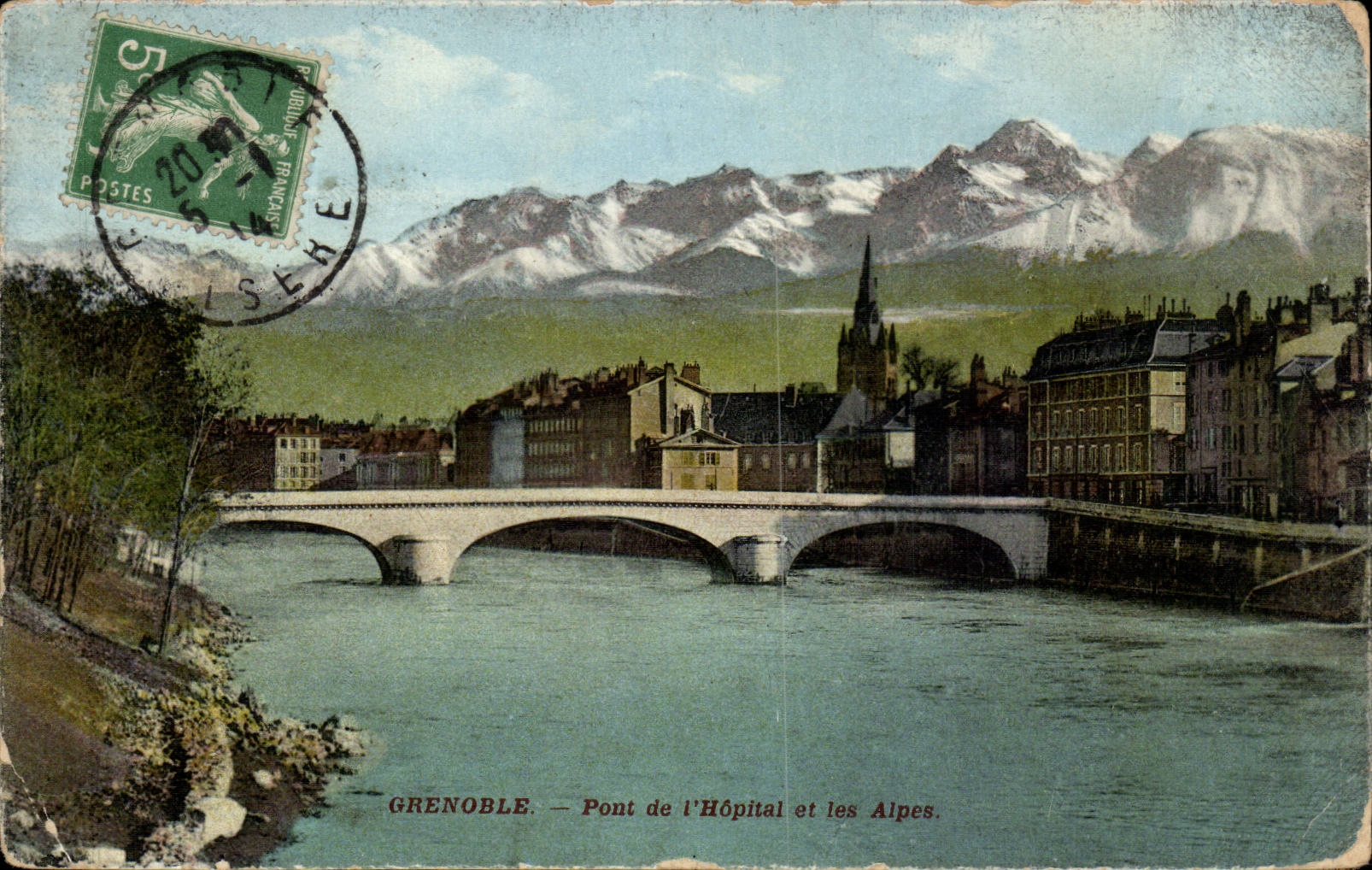 CPA Grenoble Bridge of the hospital and the Alps