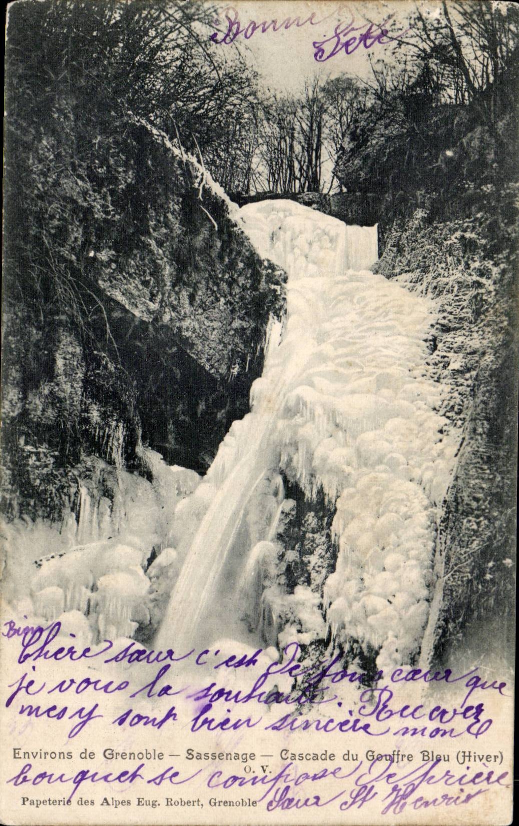 CPA Environs of Grenoble Sassenage Cascades of the blue pit (winter)